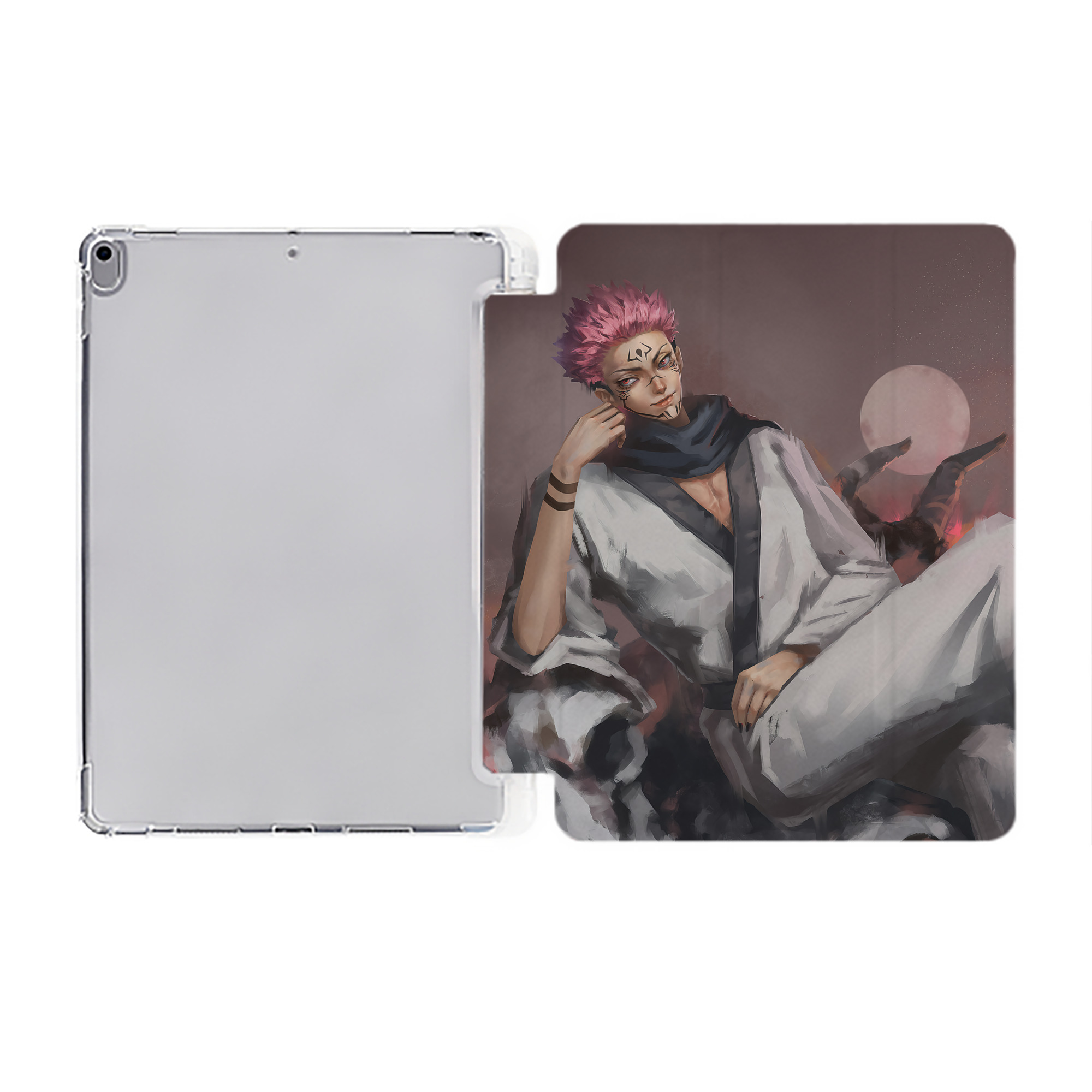 （画像用） 呪術廻戦 Jujutsu Kaisen IPad ケース ペン収納付き 三つ折りスタンド PUレザー×シリコン 対応機種9.5/10.5/10.9インチ
